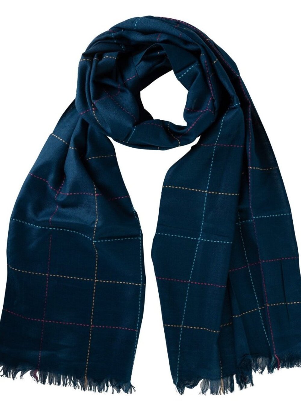 NEW Ten Thousand Villages Deep Blue Kantha Stitch Scarf